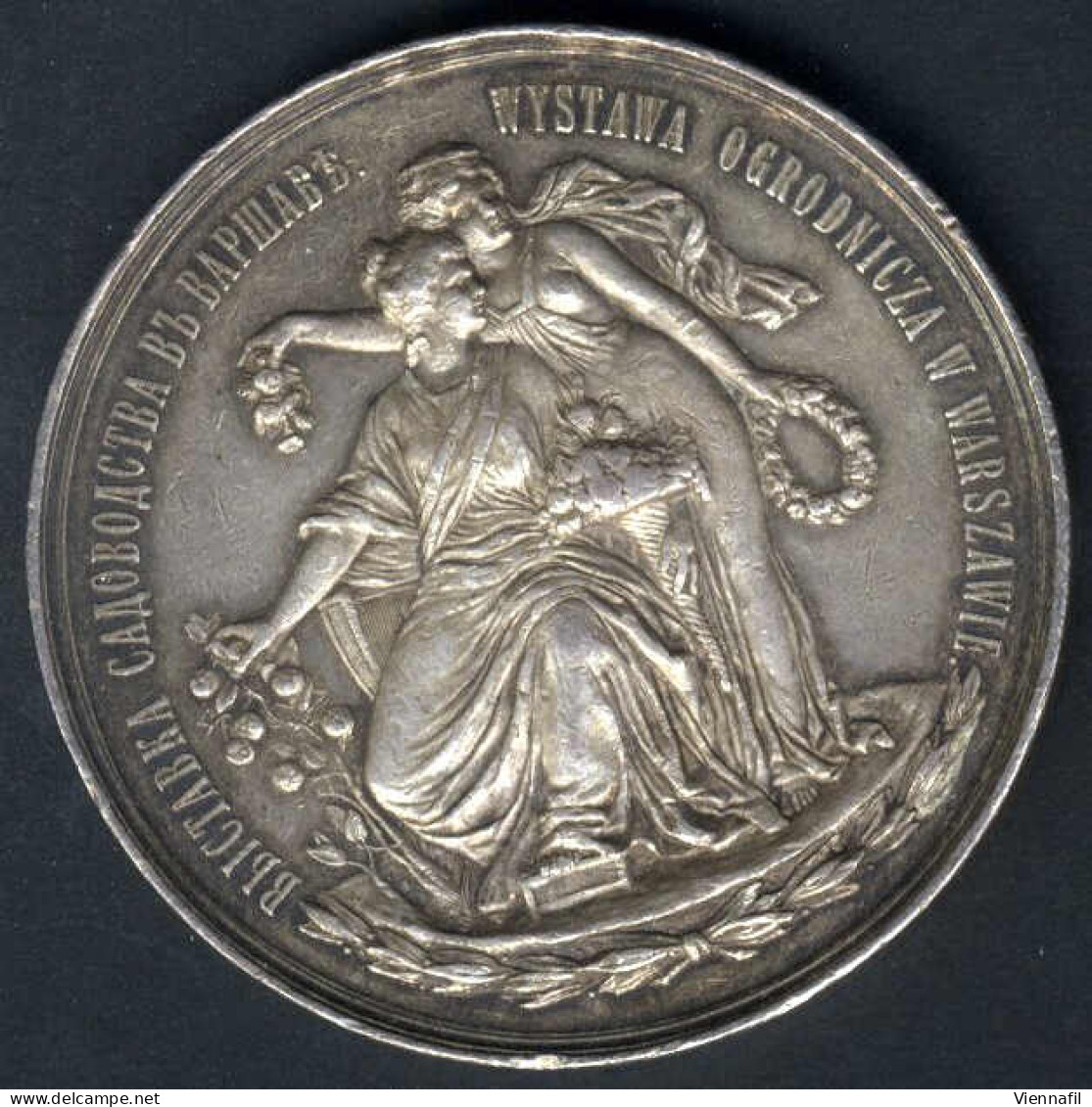 Medaille Der Warschauer Gartenbaugenossenschaft, Gartenbauausstellung Warschau 1895, Silbermedaille Von L. Steinman Für  - Polonia