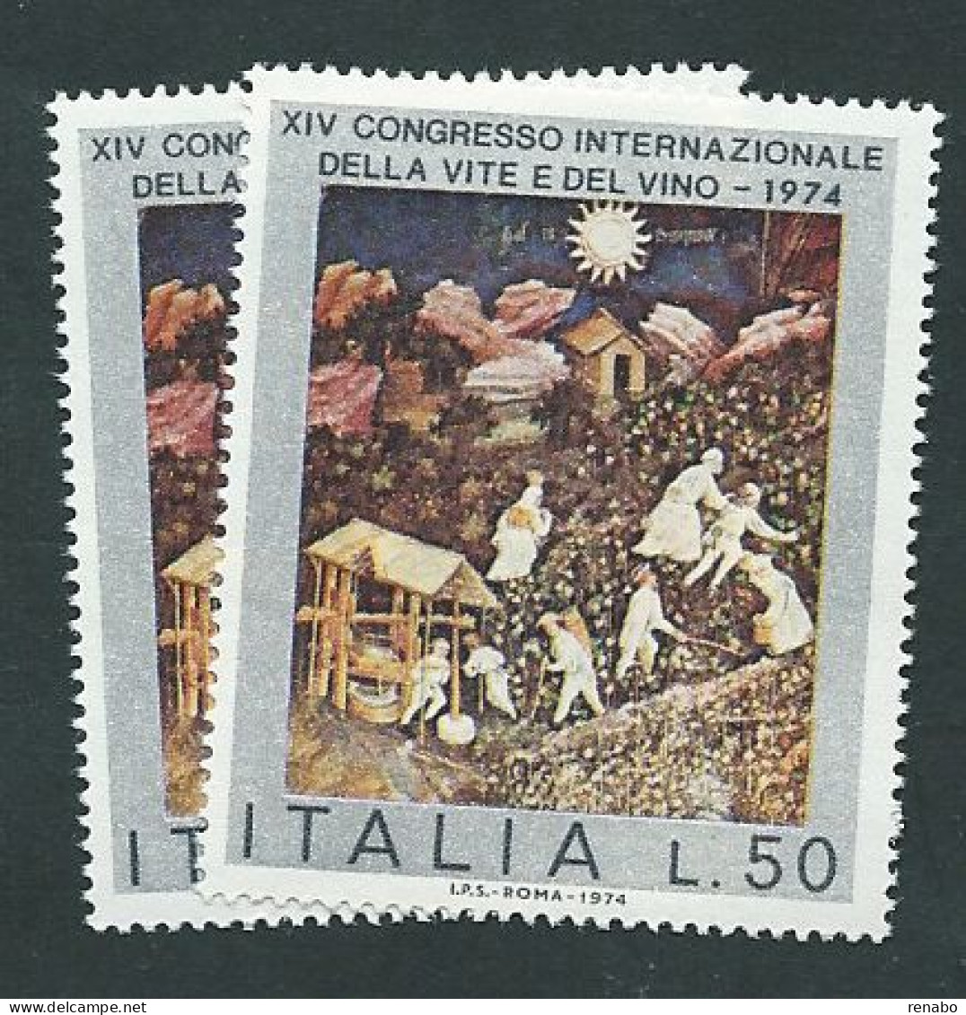 Italia, Italy, Italien, Italie 1974; Uva, Grape: Congresso Internazionale Della Vite E Del Vino. 2 Valori, Nuovi. - Food