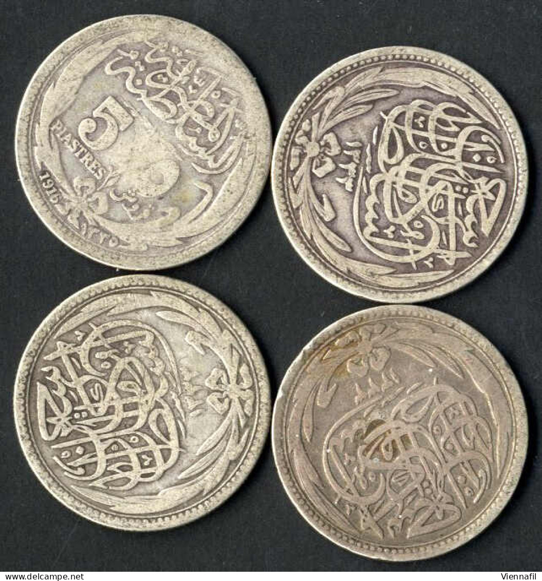 Britische Okkupation, 5 Piaster Silber, 1916, KM 318 Y 40, Schön, 4 Stück - Egitto