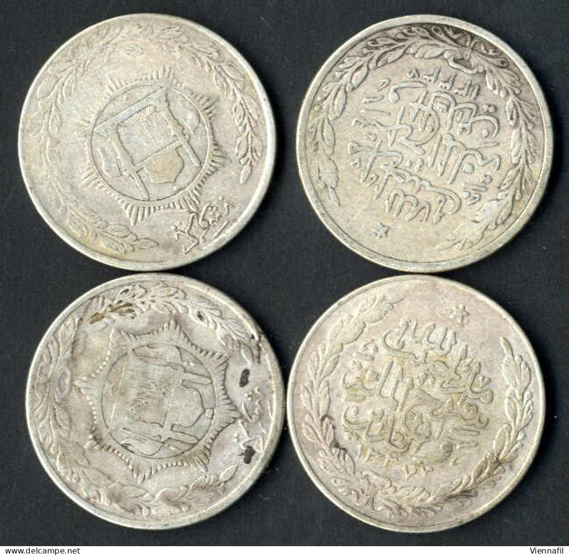 Amanullah Shah, 1319-1337AH 1901-1919, Rupie Silber, 1332,1333,1334,1337 Münzstätte Unbekannt, KM 853(877), Schön, 5 Stü - Afganistán