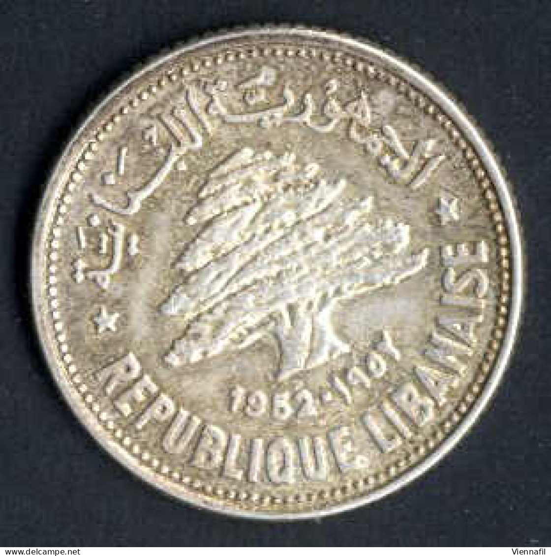 Libanon, Republik, 50 Piaster Silber, 1952 KM 17, Y 17, Vorzüglich, Sehr Schön 2 Stück - Liban
