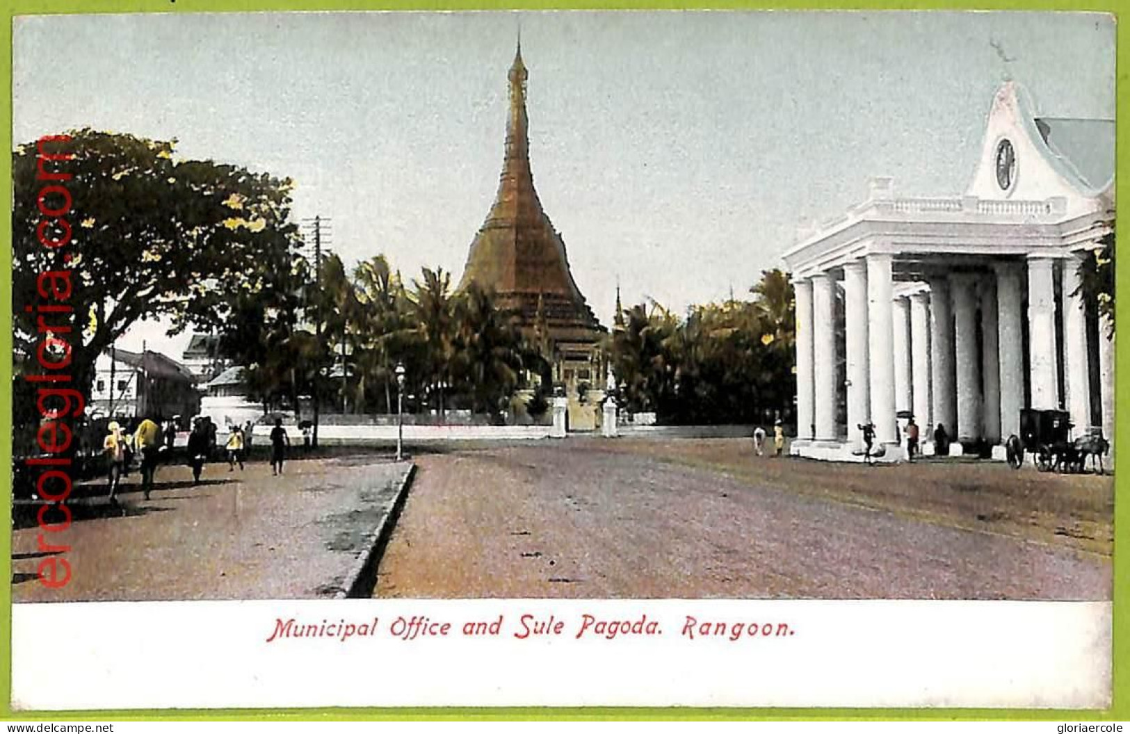 Af3912 - BURMA -  VINTAGE POSTCARD - Rangoon,Municipal Office And Sule Pagoda - Myanmar (Burma)