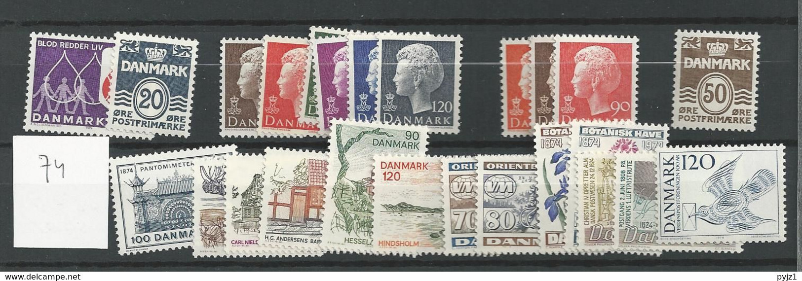 1974 MNH Denmark, Year Complete, Postfris** - Full Years