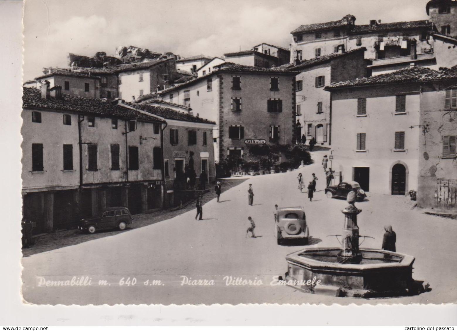 PENNABILLI  RIMINI  PIAZZA VITTORIO EMANUELE  AUTO FARMACIA ANIMATA VG  1955 - Rimini