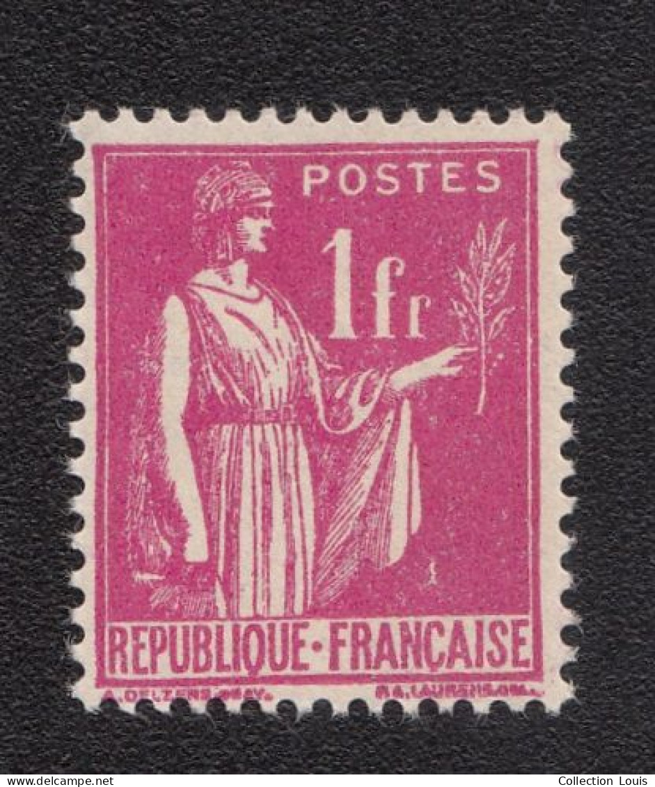 TIMBRE France 1937 De Type Paix Rose N°369 Y&T 1f Neuf Sans Charnière - 1932-39 Paix
