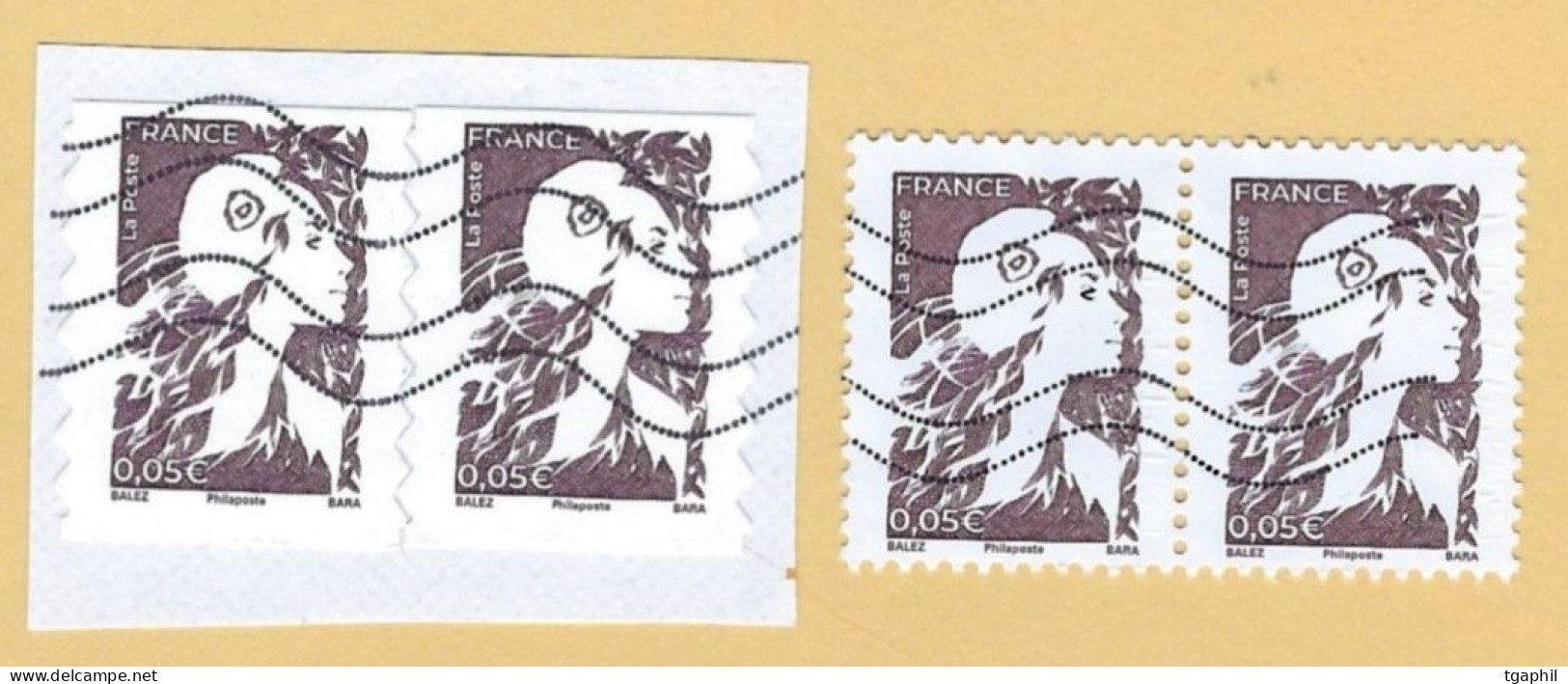 Marianne Avenir 5c 2 Paires, 5249A + 1595A - Used Stamps