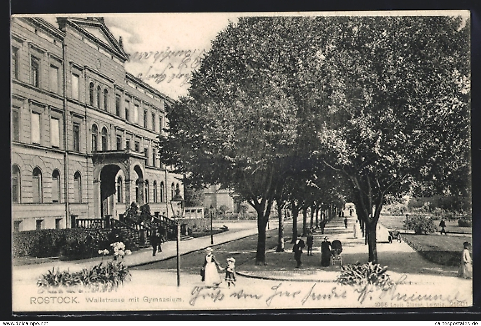 AK Rostock, Wallstrasse Mit Gymnasium  - Rostock