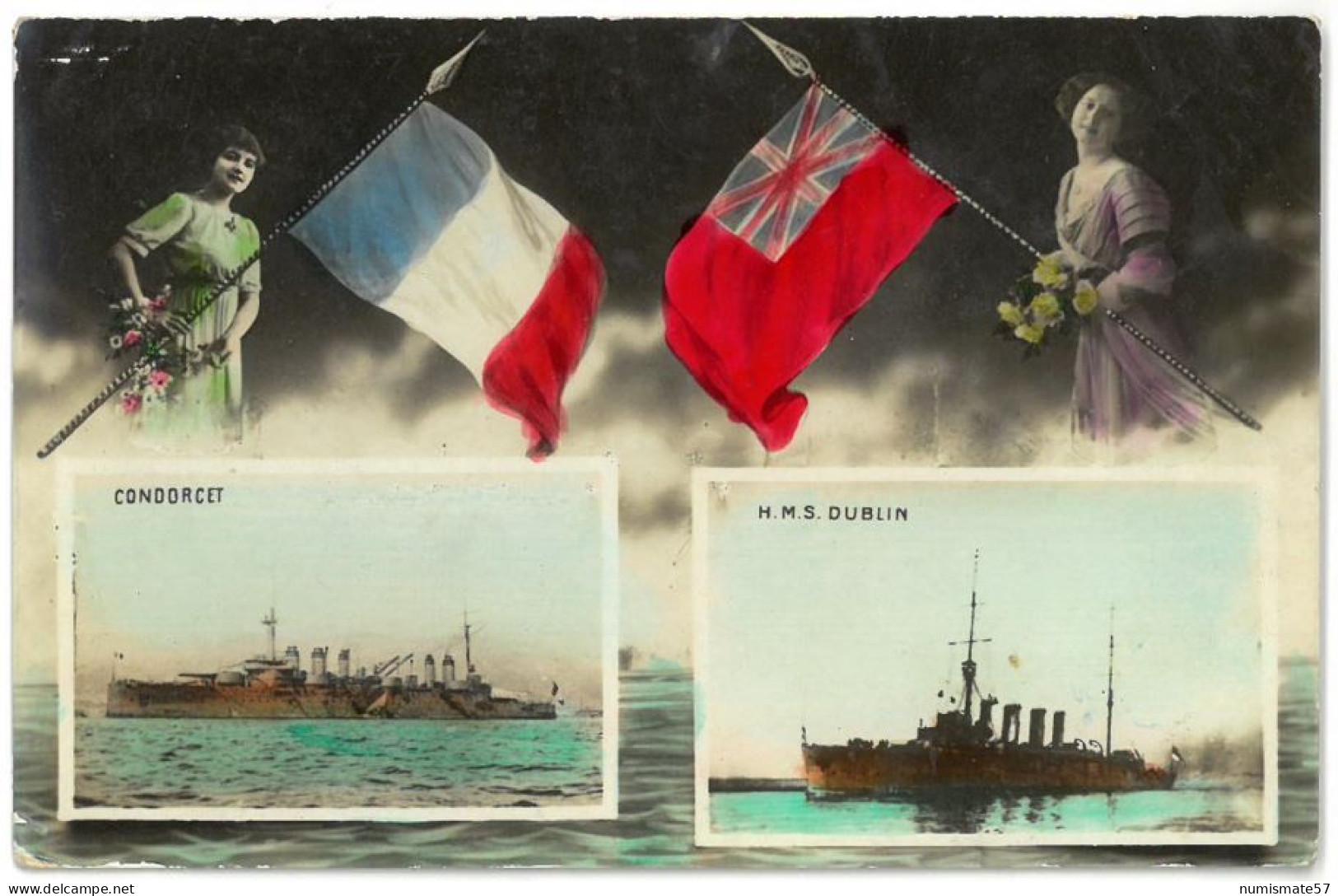 CPA CONDORCET - HMS DUBLIN - ( Entente Franco Britannique ) - Année 1915 - Warships