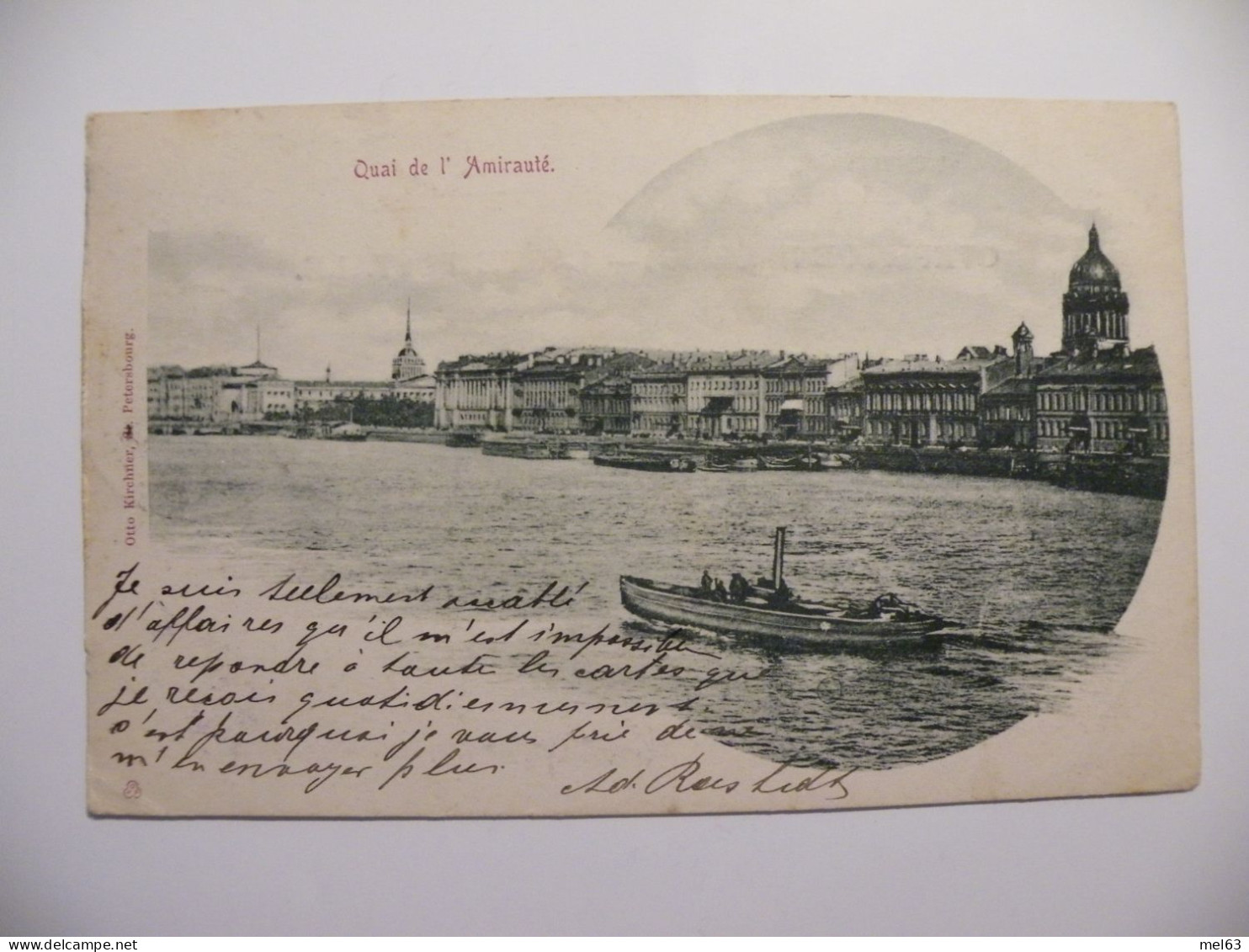 A547 . CPA. RUSSIE. St.Pétersbourg. Quai De L'Amirauté. Beau Plan Animé.  écrite & Voyagée 1905 - Rusland