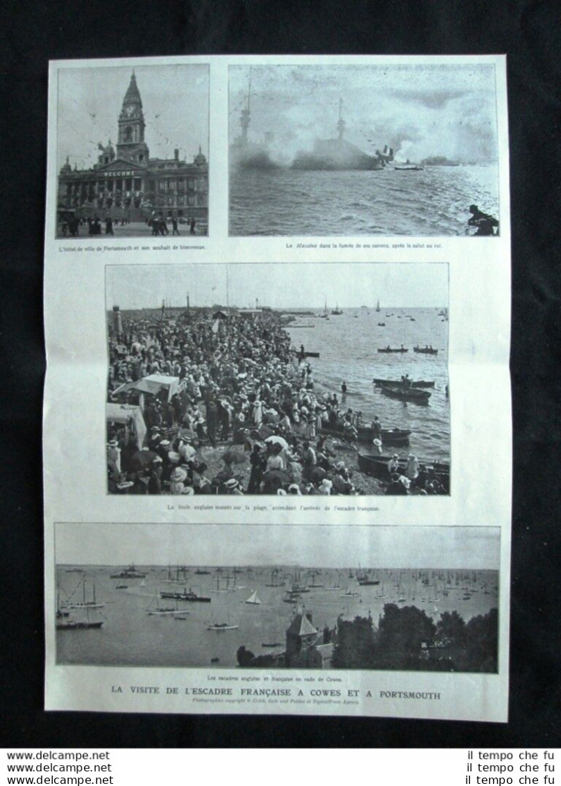 La Visita Della Flotta Francese A Cowes E A Portsmouth Stampa Del 1905 - Altri & Non Classificati