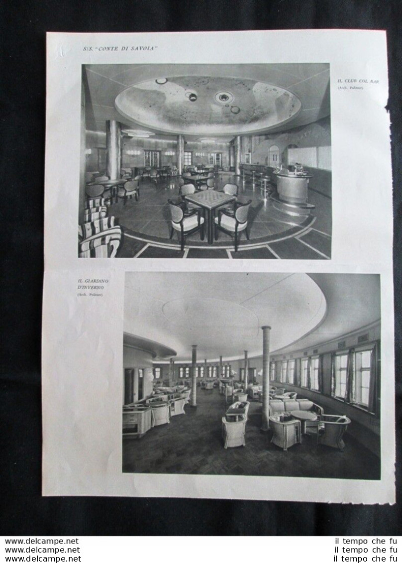 Nave Conte Di Savoia Arch. Pulitzer: Bar, Giardino, Sala Stampa Del 1932 - Autres & Non Classés