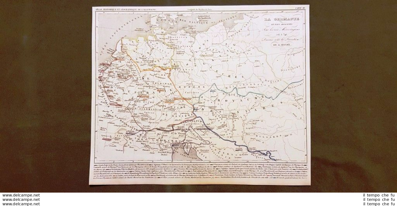 La Germania Sotto I Re Merovingi Dal 511 Al 741 Carta Geografica Del 1859 Houze - Landkarten