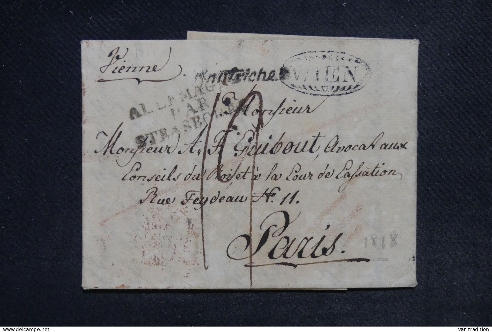 FRANCE - Marque D'entrée " Allemagne Par Strasbourg " Sur Lettre De Wien Pour Paris En 1818  - L 152395 - Entry Postmarks