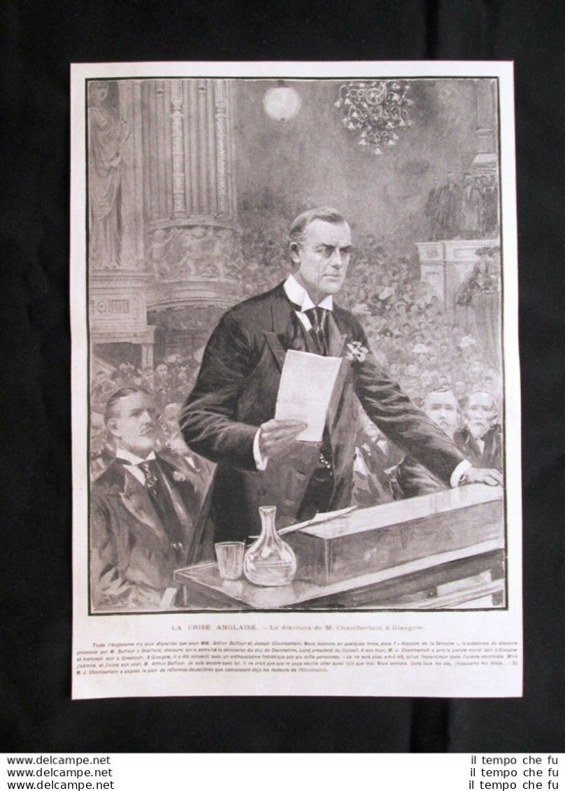 Joseph Chamberlain, Ministro Delle Colonie, A Glasgow Stampa Del 1903 - Altri & Non Classificati