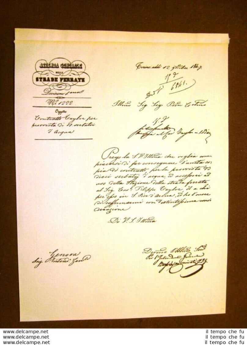 Lettera Del 1847 Azienda Generale Strade Ferrate Alla Taylor & Prandi Fac Simile - Autres & Non Classés
