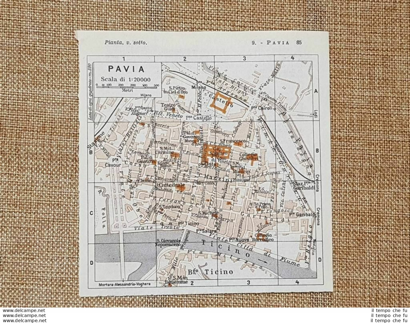 Pianta O Piantina Del 1937 La Città Di Pavia Lombardia T.C.I. - Cartes Géographiques