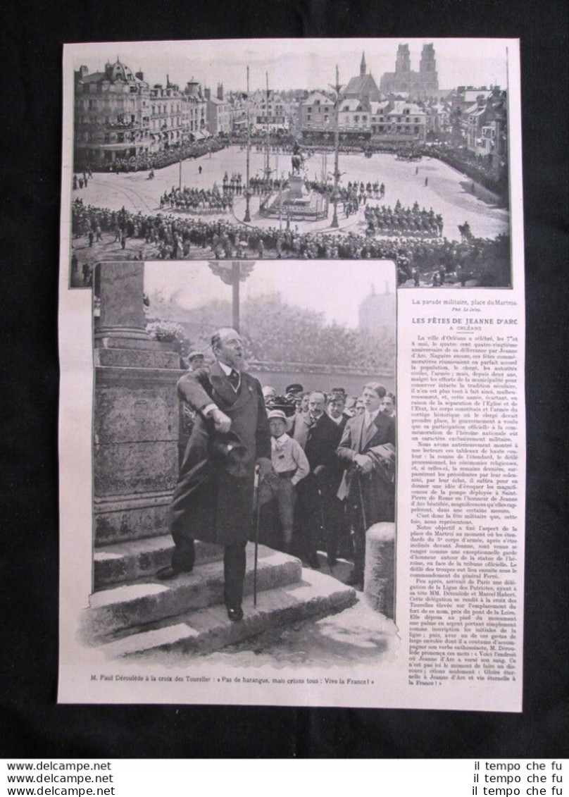 Feste Di Giovanna D'Arco: Place Du Martroi - Paul Deroulede Stampa Del 1909 - Autres & Non Classés
