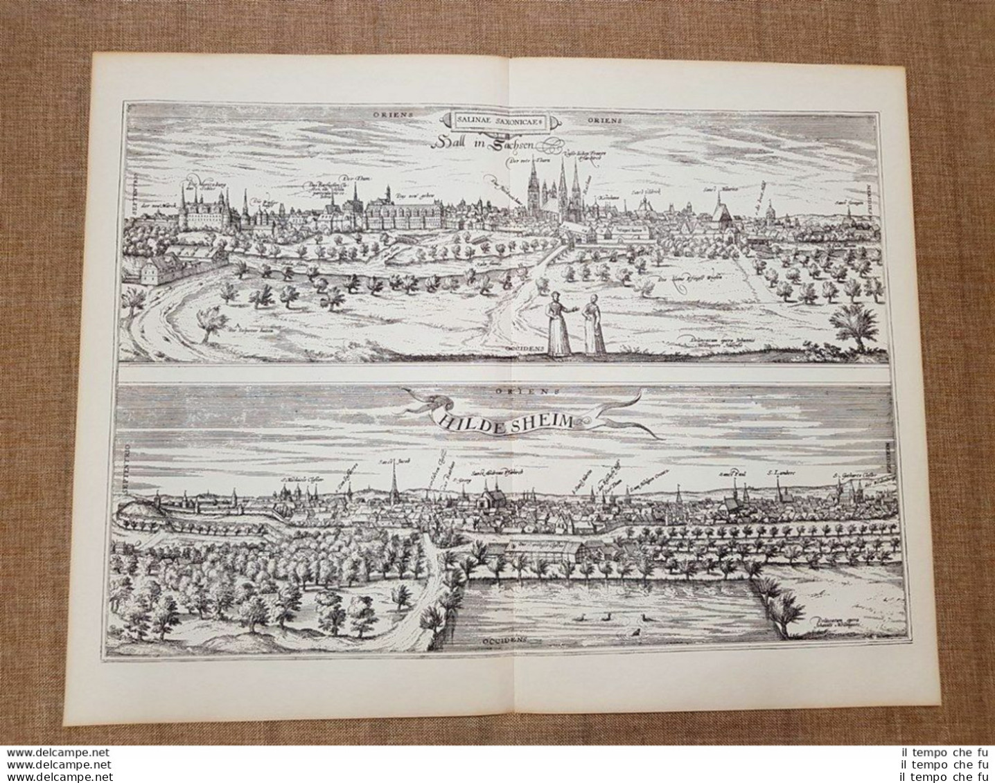 Veduta Della Città Di Salinae Saxoniae E Hildesheim Braun E Hogenberg Ristampa - Cartes Géographiques