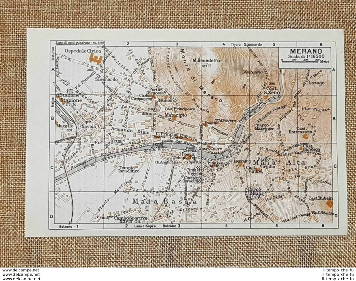 Pianta O Piantina Del 1937 La Città Di Merano Trentino Alto Adige T.C.I. - Geographical Maps