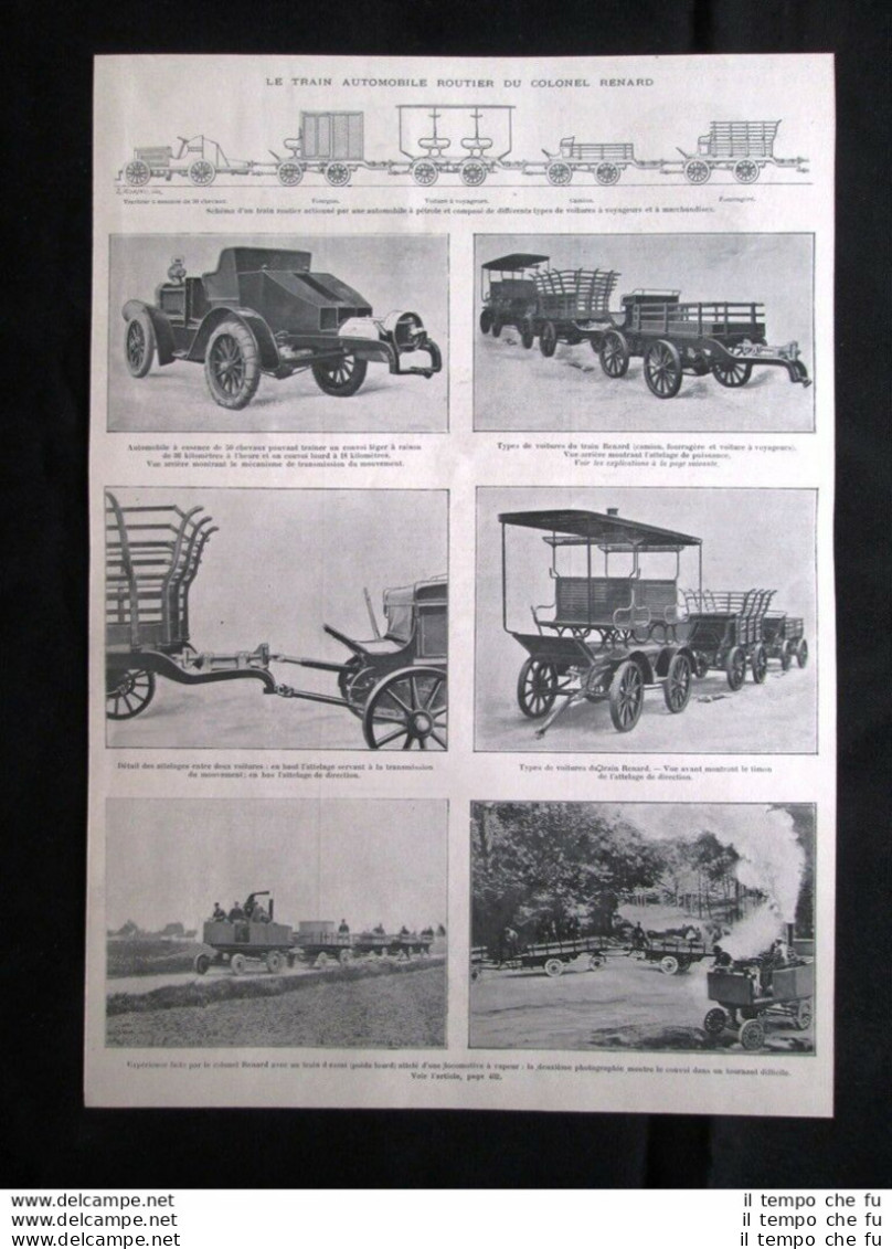 Il Treno Automobile Del Colonnello Renard Stampa Del 1903 - Autres & Non Classés