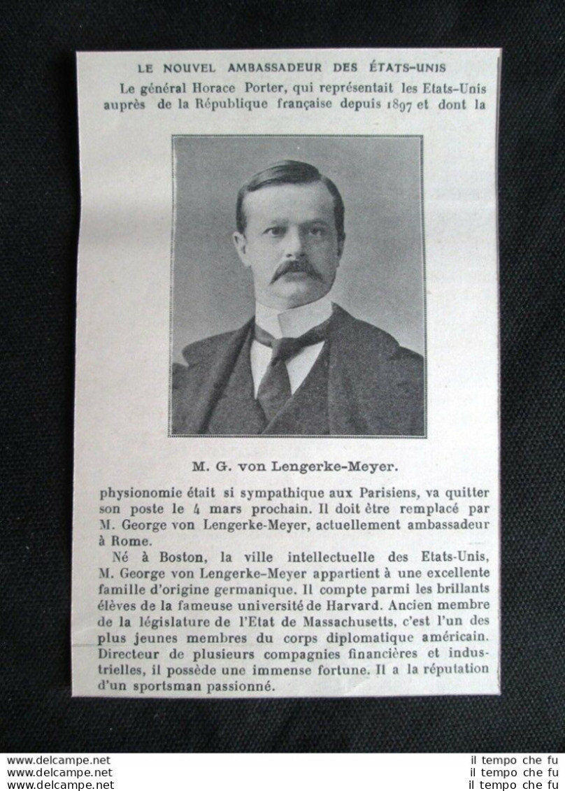 Ambasciatore Stati Uniti In Francia: George Von Lengerke-Meyer Stampa Del 1905 - Other & Unclassified