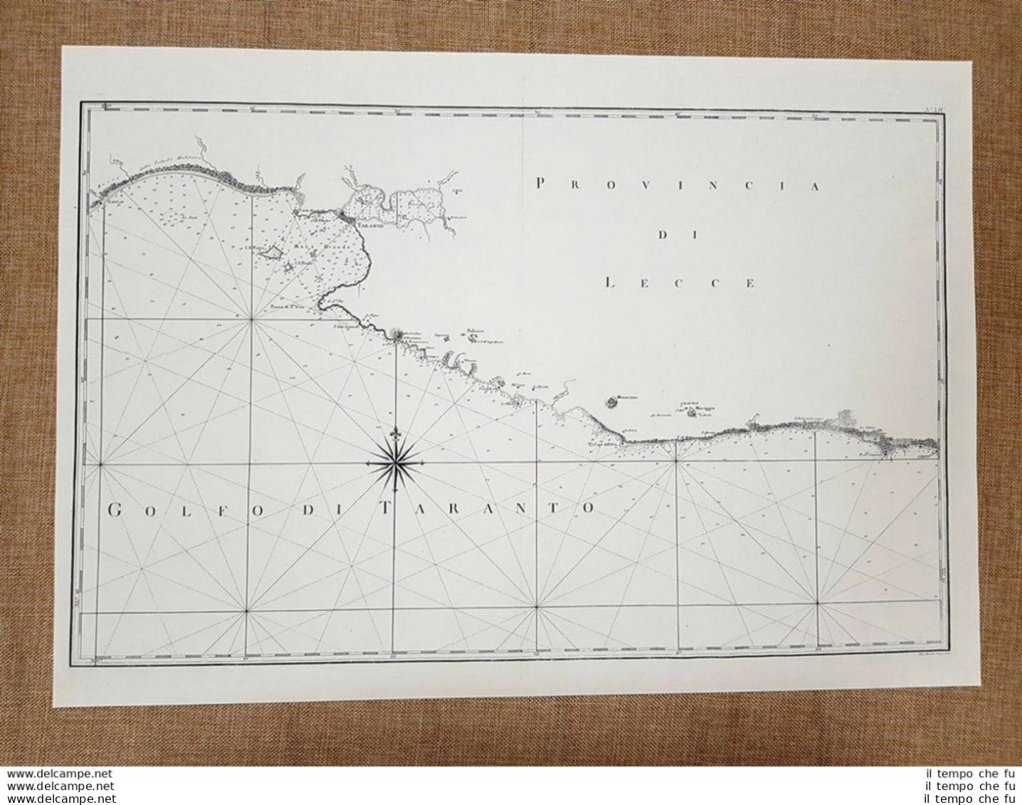 Carta Taranto Torre Del Lato E Lapillo 1792 Atlante Due Sicilie Zannoni Ristampa - Geographical Maps