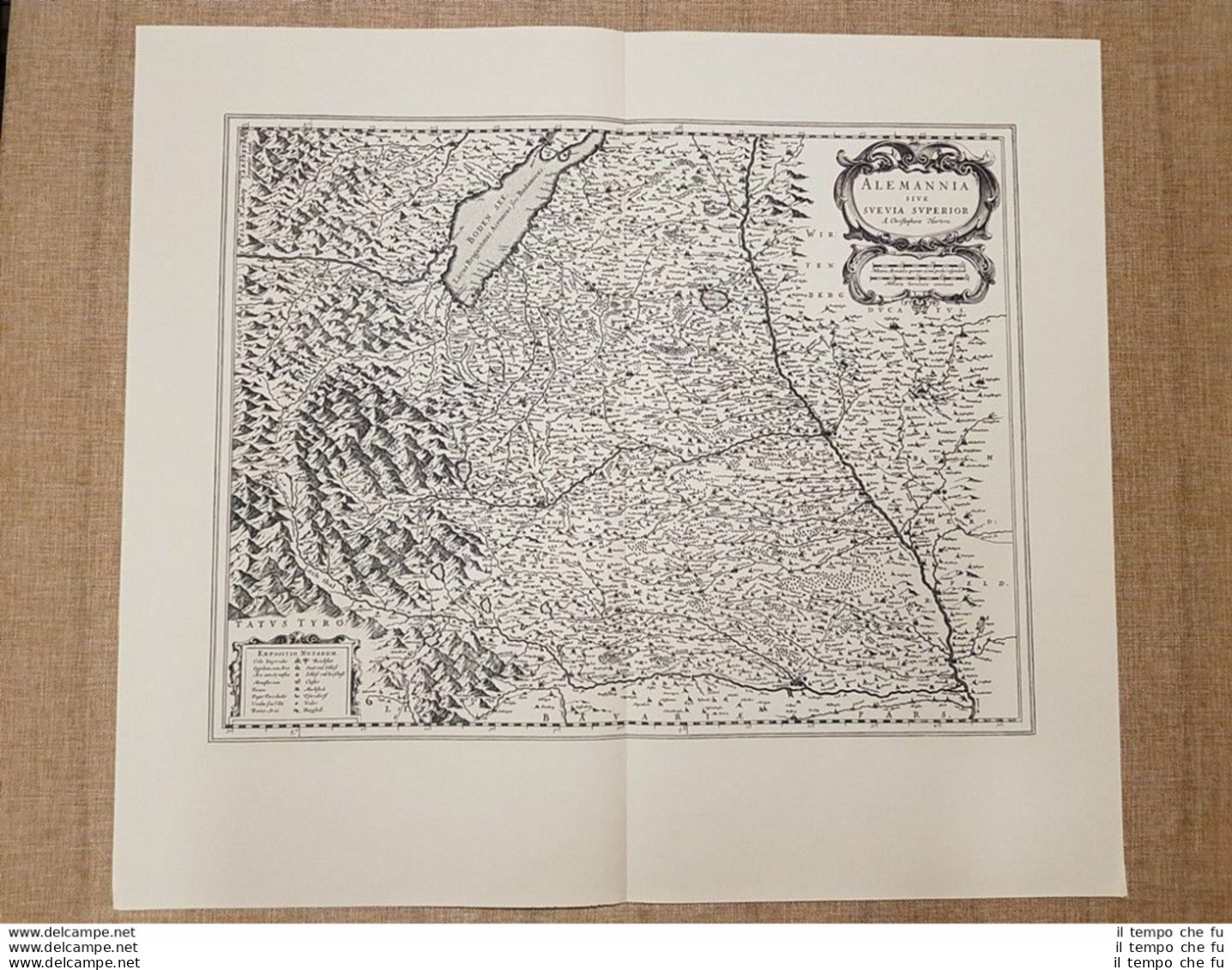 Carta Geografica O Mappa Alemannia O Svevia Superior Anno 1667 J. Blaeu Ristampa - Geographical Maps