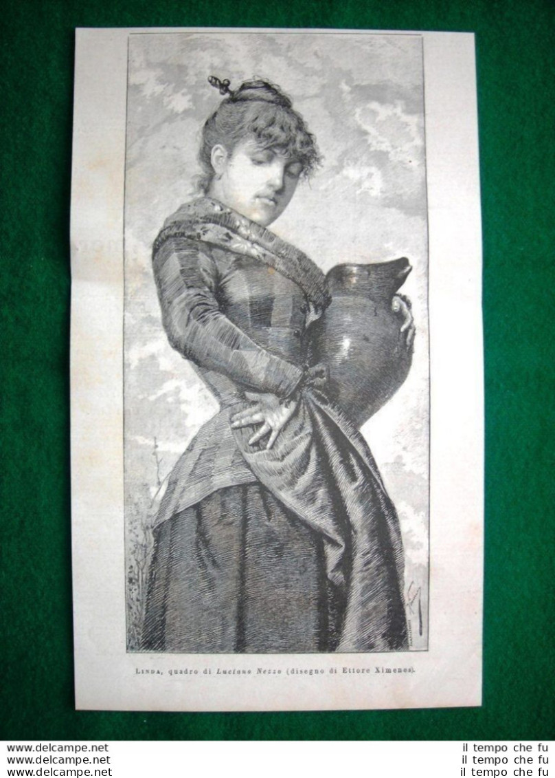 1886 - Linda, Quadro Di Luciano Nezzo (disegno Di Ettore Ximenes) - Avant 1900