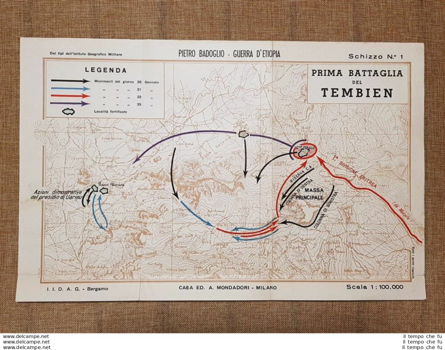 Carta 1a Battaglia Tembien Maresciallo Pietro Badoglio Guerra Etiopia Nel 1936 - Landkarten