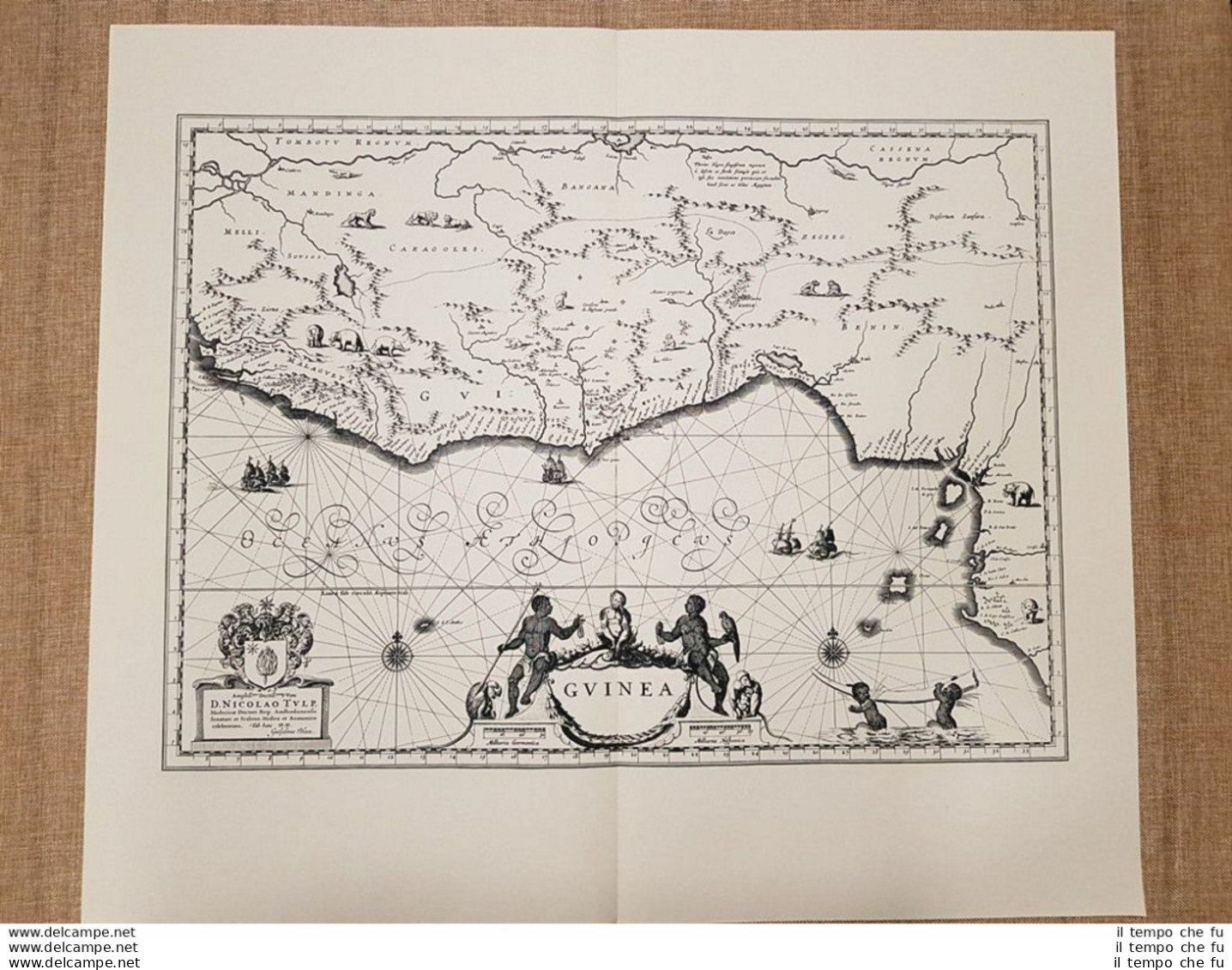 Carta Geografica O Mappa Guinea Africa Anno 1664 Joan Blaeu Ristampa - Cartes Géographiques