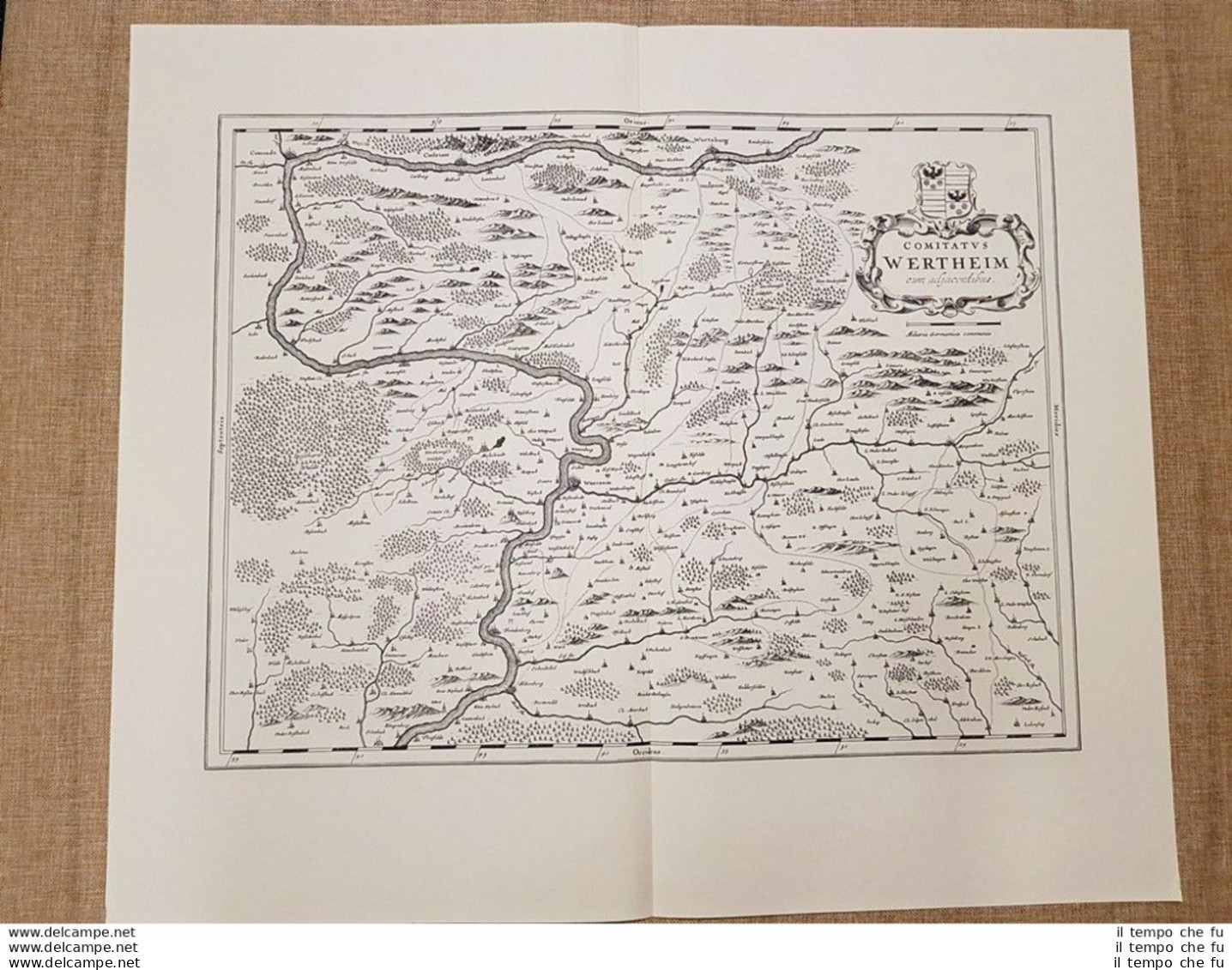 Carta Geografica Mappa Comitatvs Wertheim Germania Anno 1667 Joan Blaeu Ristampa - Cartes Géographiques