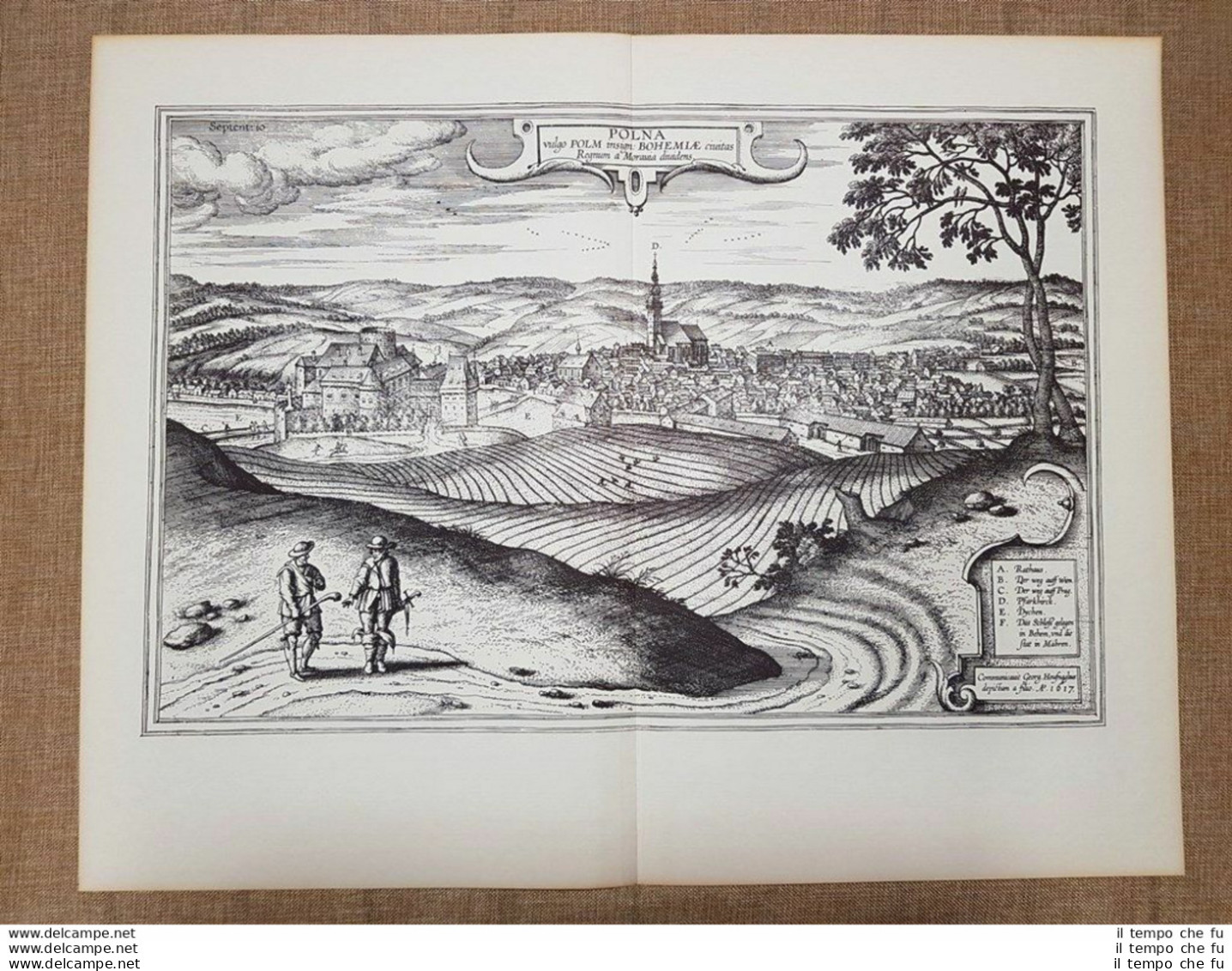 Veduta Della Città Polna Boemia Repubblica Ceca 1618 Braun E Hogenberg Ristampa - Cartes Géographiques