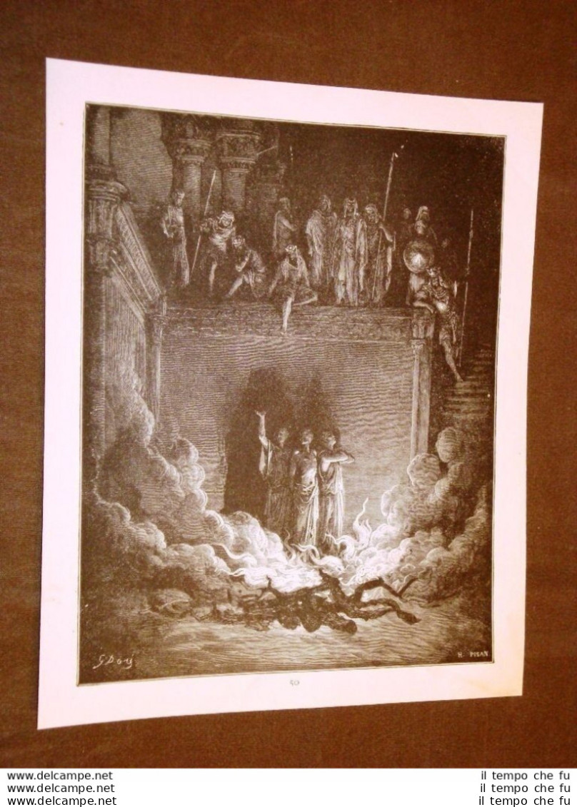 Incisione Gustave Dorè 1880 Bibbia SADRACH, MESACH E ABDENEGO Bible Engraving - Before 1900