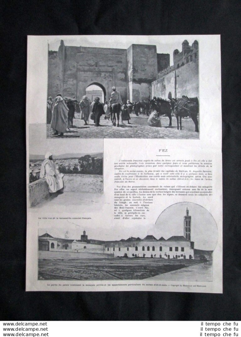 La Città Di Fez, Capitale Del Marocco Del Sultano Abd-El-Aziz Stampa Del 1905 - Other & Unclassified