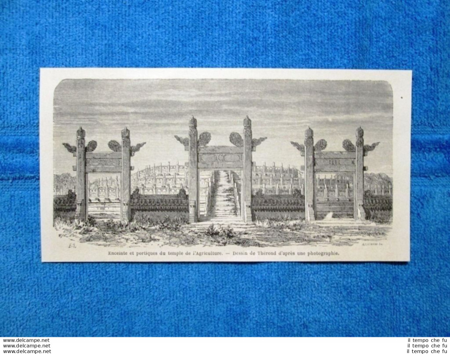 Gravure Année 1864 - Enceinte Et Portiques Du Temple De L'Agriculture (Chine) - Antes 1900