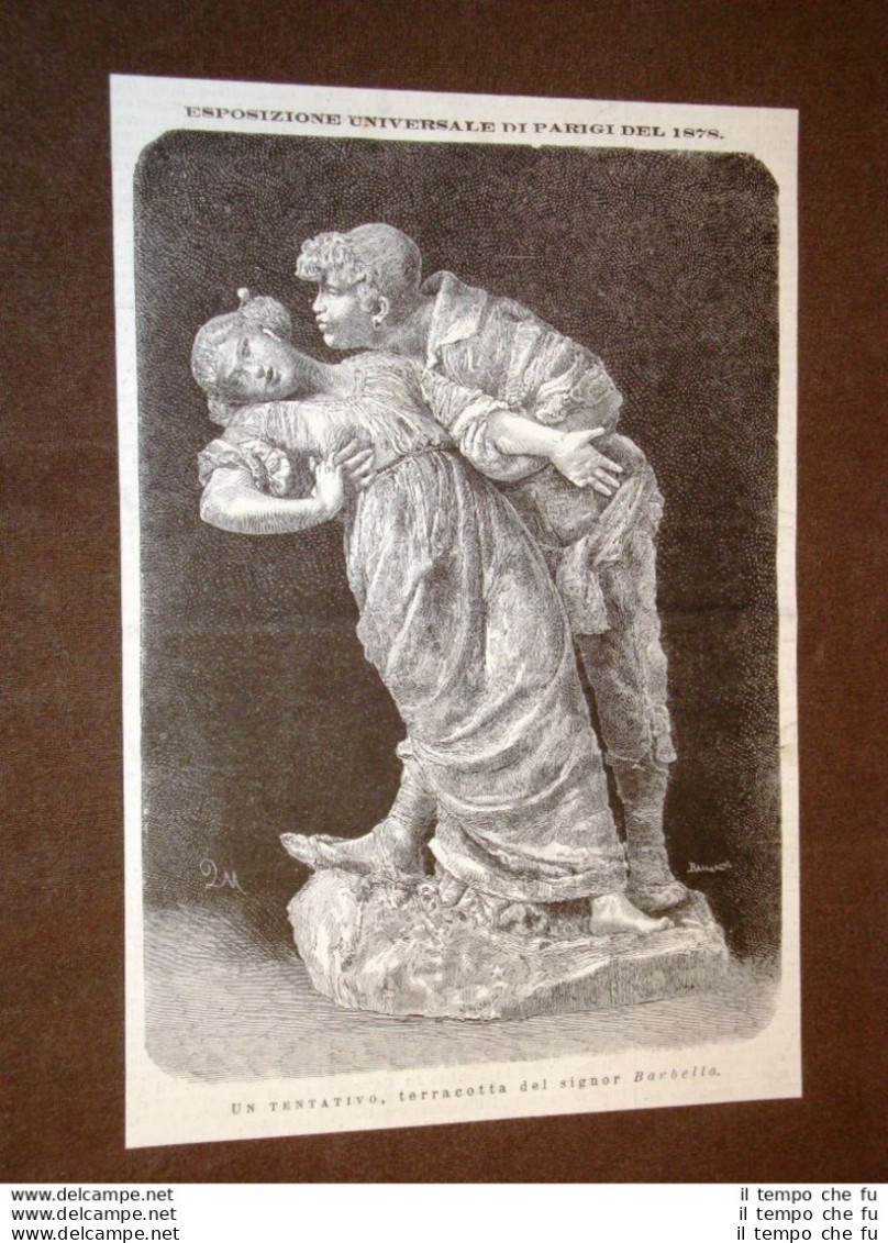 Esposizione Universale Di Parigi Del 1878 Tentativo Scultura Terracotta Barbella - Before 1900