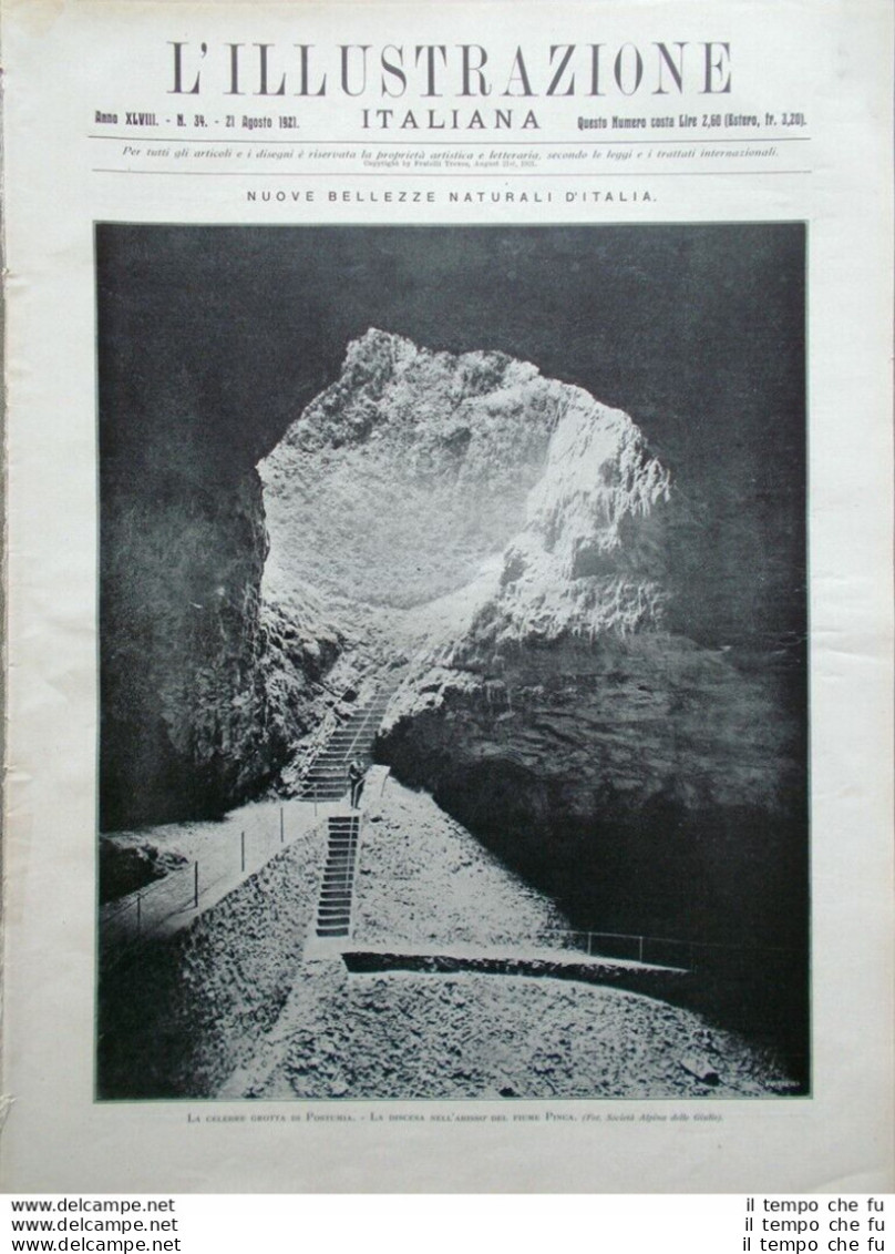 L'Illustrazione Italiana Del 21 Agosto 1921 Grotte Postumia Isola Lagosta Genova - Other & Unclassified