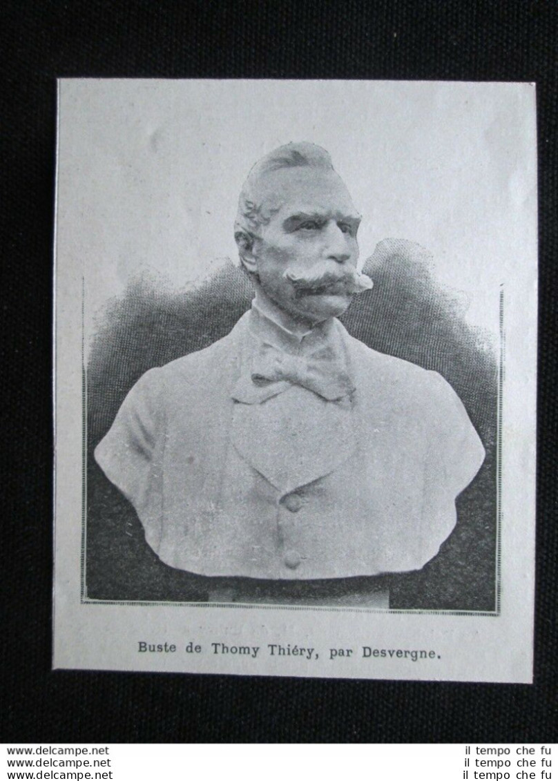 Busto Di Thomy Thiery, Di Charles Desvergne Stampa Del 1903 - Other & Unclassified