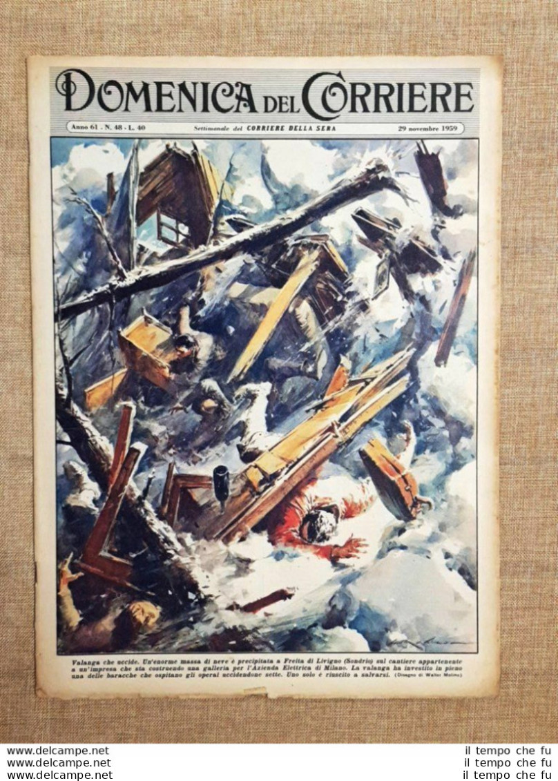 La Domenica Del Corriere 29 Novembre 1959 Freita Di Livigno Gaynor Ghiotti Sci - Autres & Non Classés