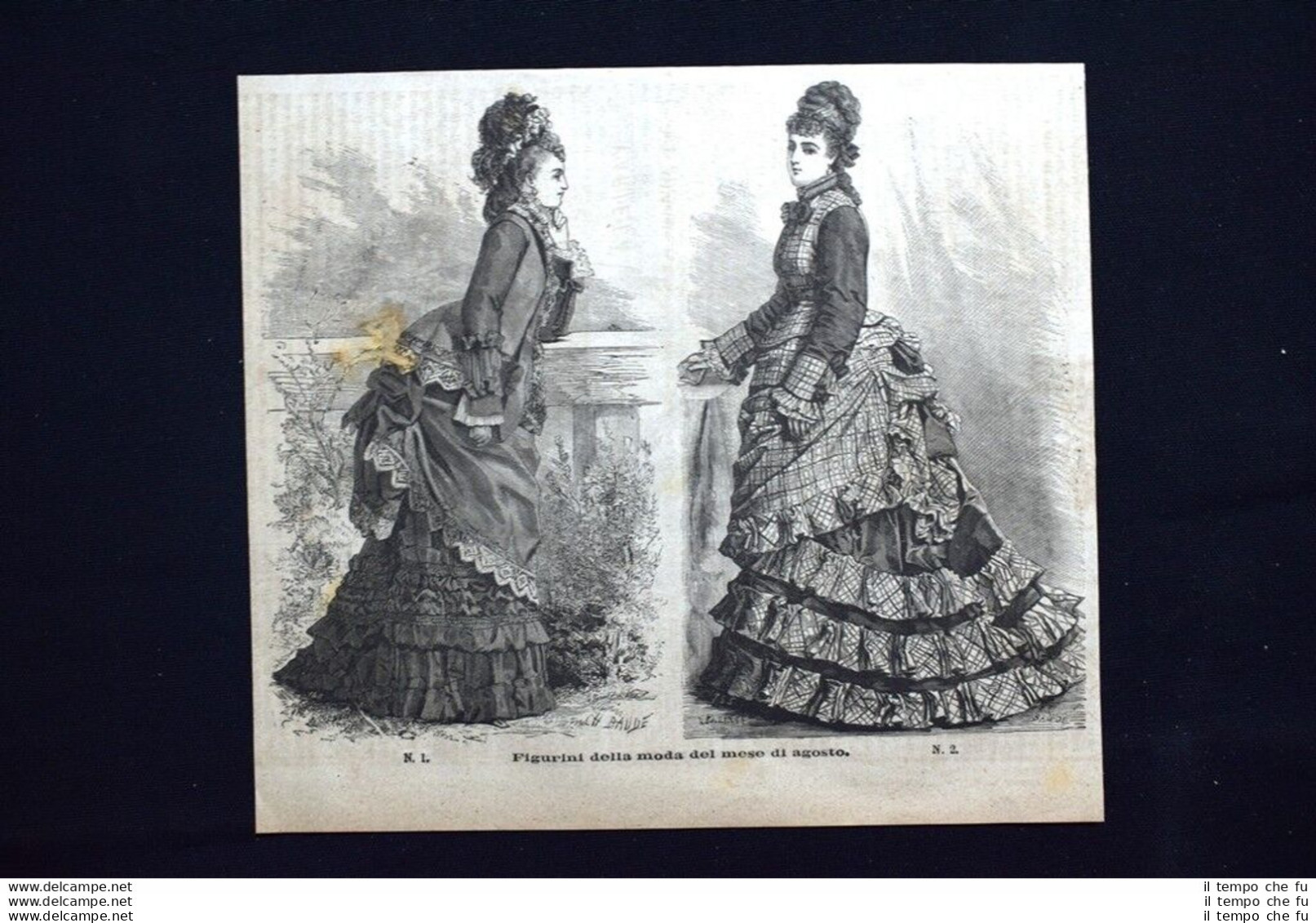 Moda E Costume - Figurino Della Moda Del Mese Di Agosto#3 Incisione Del 1875 - Before 1900