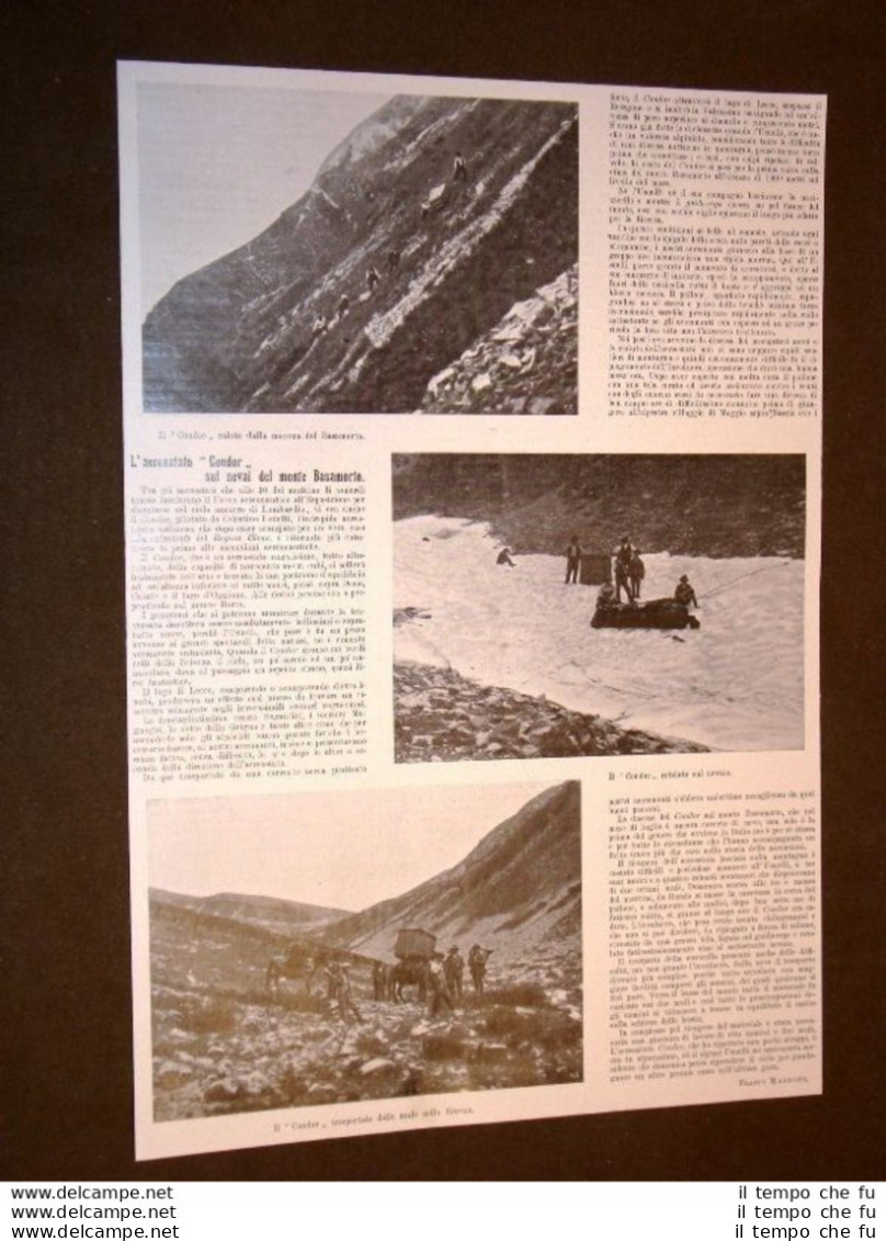 Anno 1906 Il Pallone Aerostato Condor Sui Nevai Del Monte Basamorto - Sonstige & Ohne Zuordnung