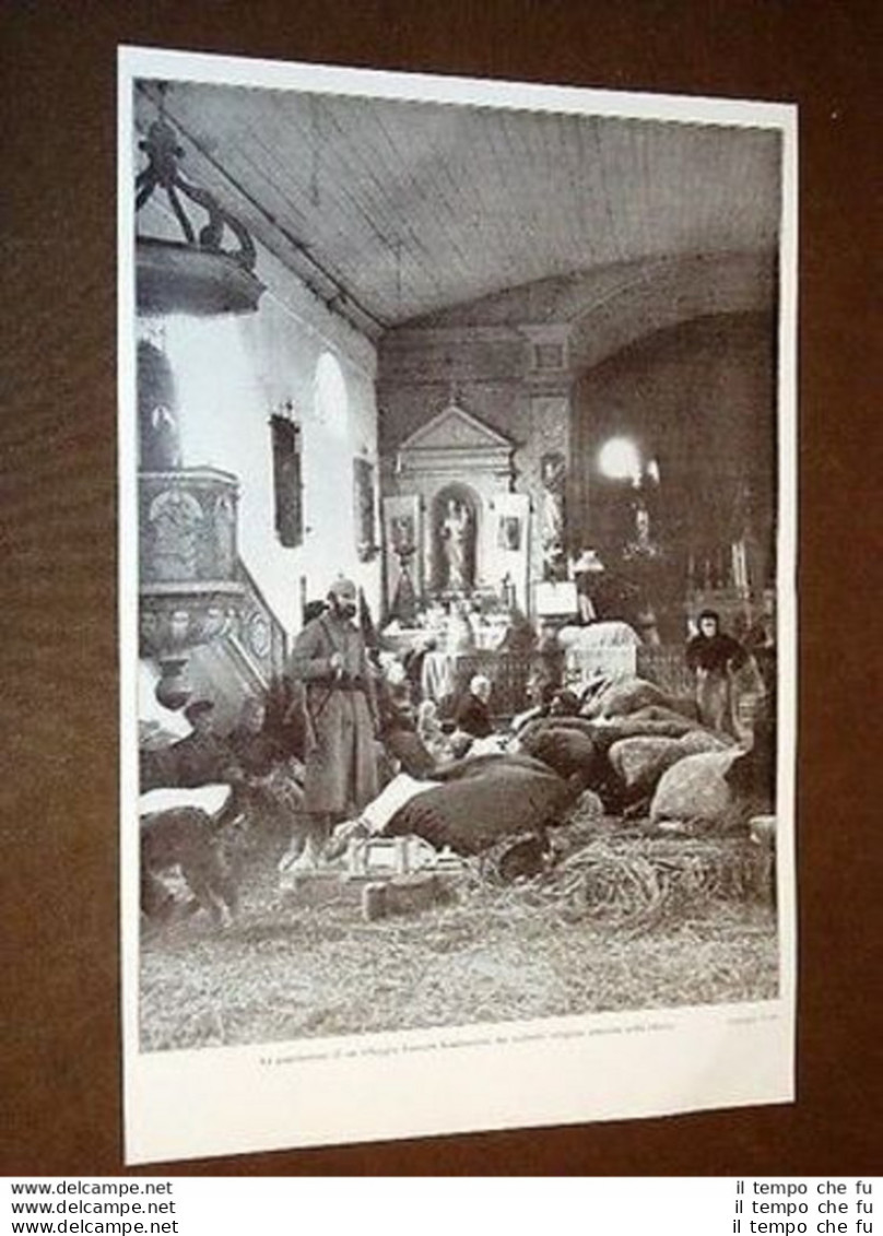 Guerra In Europa Anno 1914 Popolazione Di Villaggio Di Francia Rifugiata Chiesa - Sonstige & Ohne Zuordnung