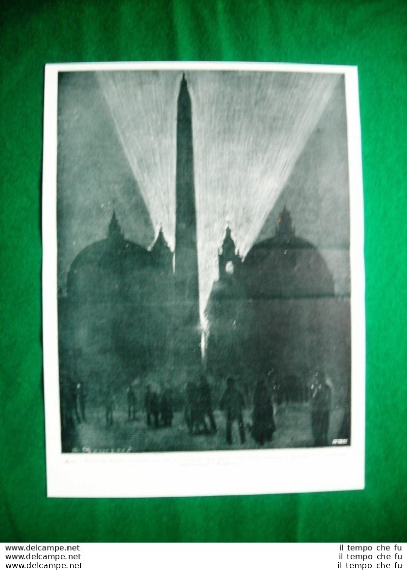 Nel 1920 A Roma Piazza Del Popolo Illuminata Faro Posto Monumento A V. Emanuele - Sonstige & Ohne Zuordnung