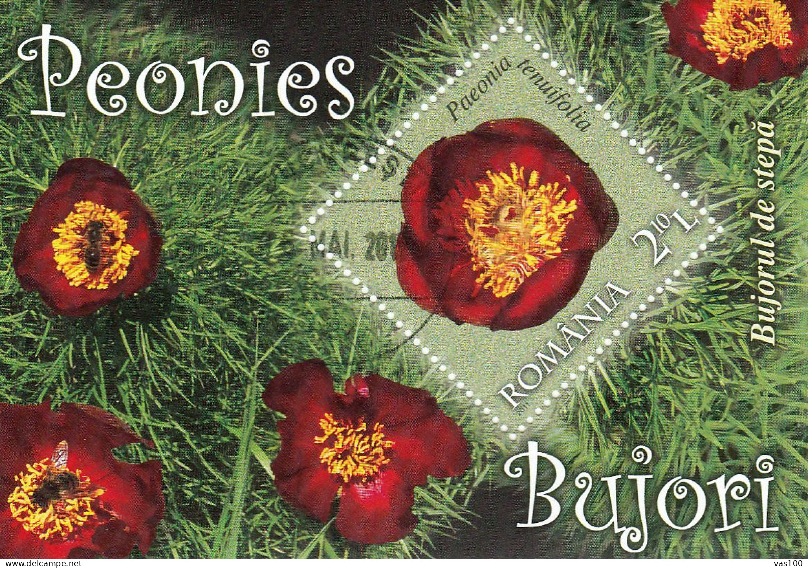 ROMANIA 2011Flora Nature Flowers Peonies 1Bl USED. - Used Stamps