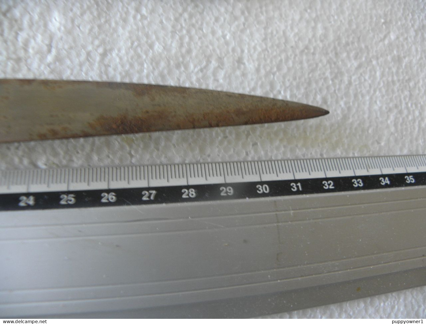 Antique Poignard Couteau Arabe Laiton Bois Et Acier Damas Lame 19.5 Cm - Armas De Colección