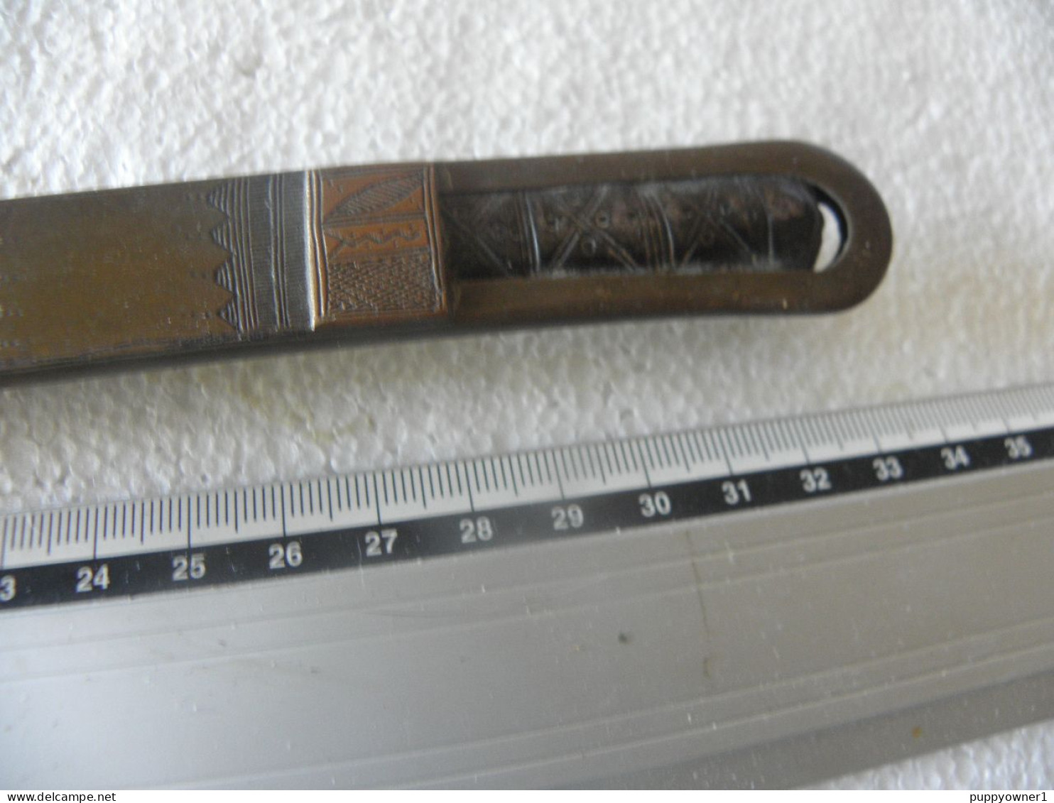 antique poignard couteau arabe laiton bois et acier damas lame 19.5 cm
