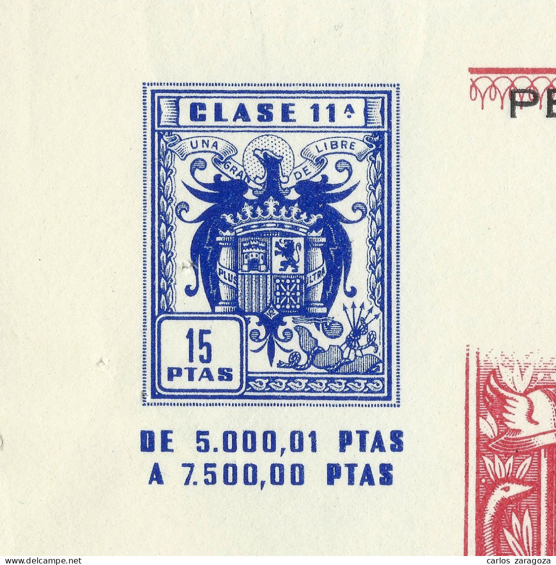 España 1969 LETRA DE CAMBIO — Timbre Fiscal 11ª Clase 15 Ptas. — Timbrología - Revenue Stamps