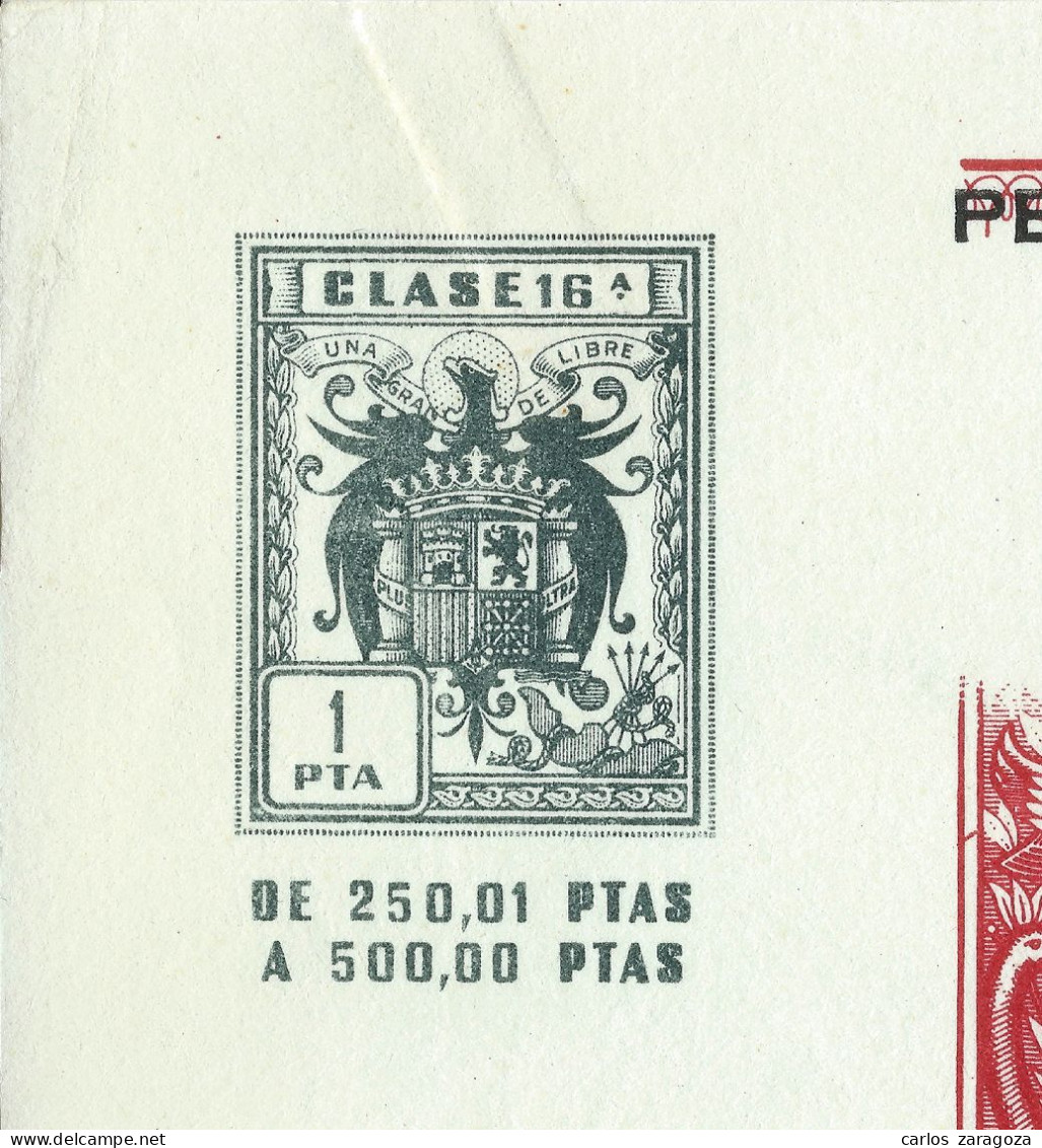 España 1968 LETRA DE CAMBIO — Timbre Fiscal 16ª Clase 1 Pta. — Timbrología - Fiscali