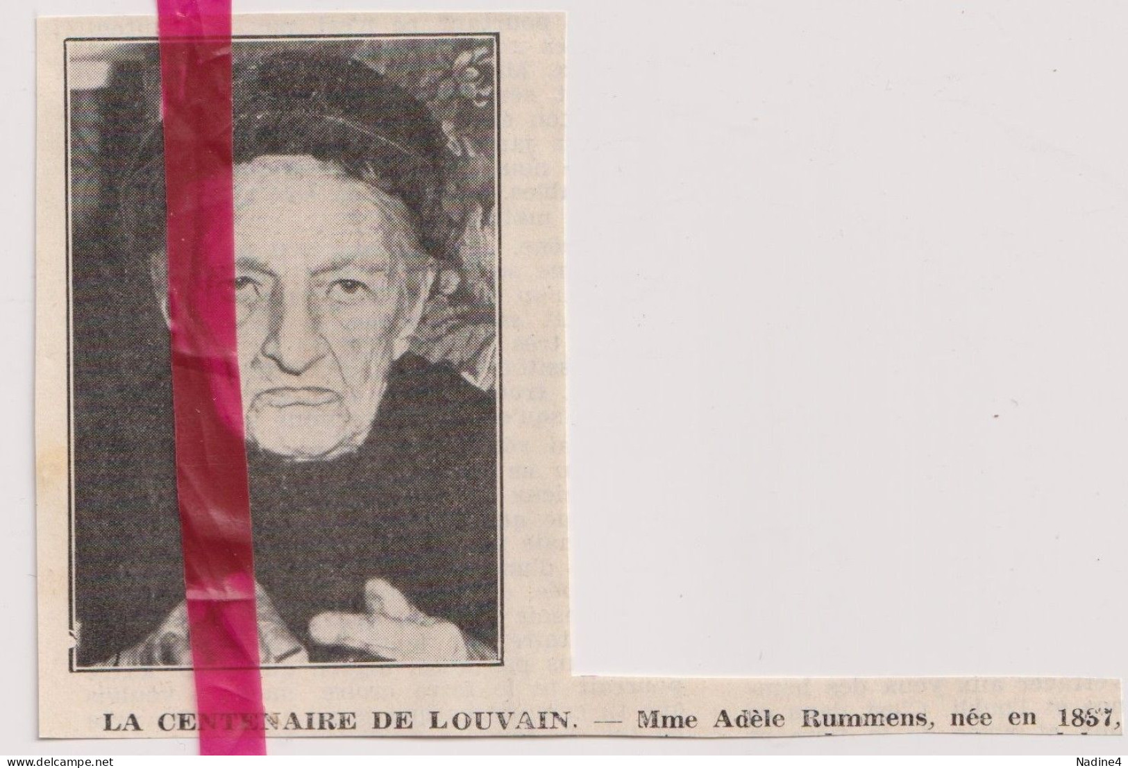 Louvain Leuven - 100 Jarige Mme Rummens - Orig. Knipsel Coupure Tijdschrift Magazine - 1937 - Ohne Zuordnung