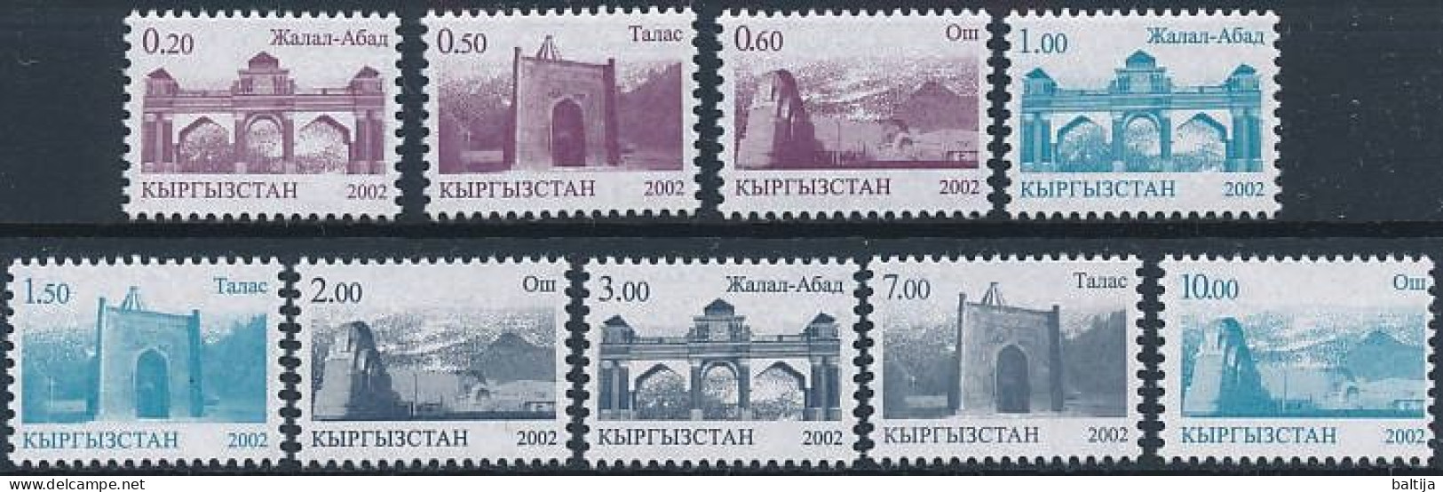 Mi 305-313 ** MNH / Definitives, Sightseeing Attractions, Architecture - Kirgizië